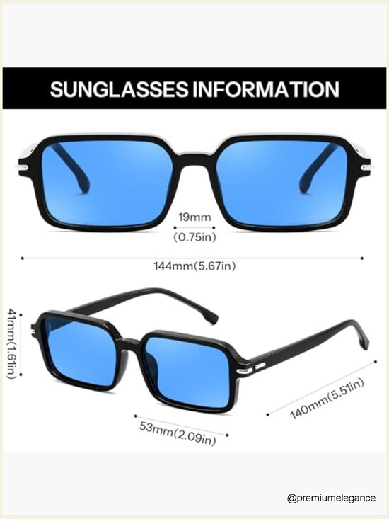 Retro Rectangle Narrow Thin Slim Square Sunglasses UV400 main image 4